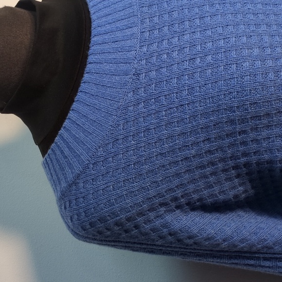 EVERLANE Belgian Waffle Pocket Pullover Sweater Recycled Cashmere Blue, Size L - Picture 8 of 11